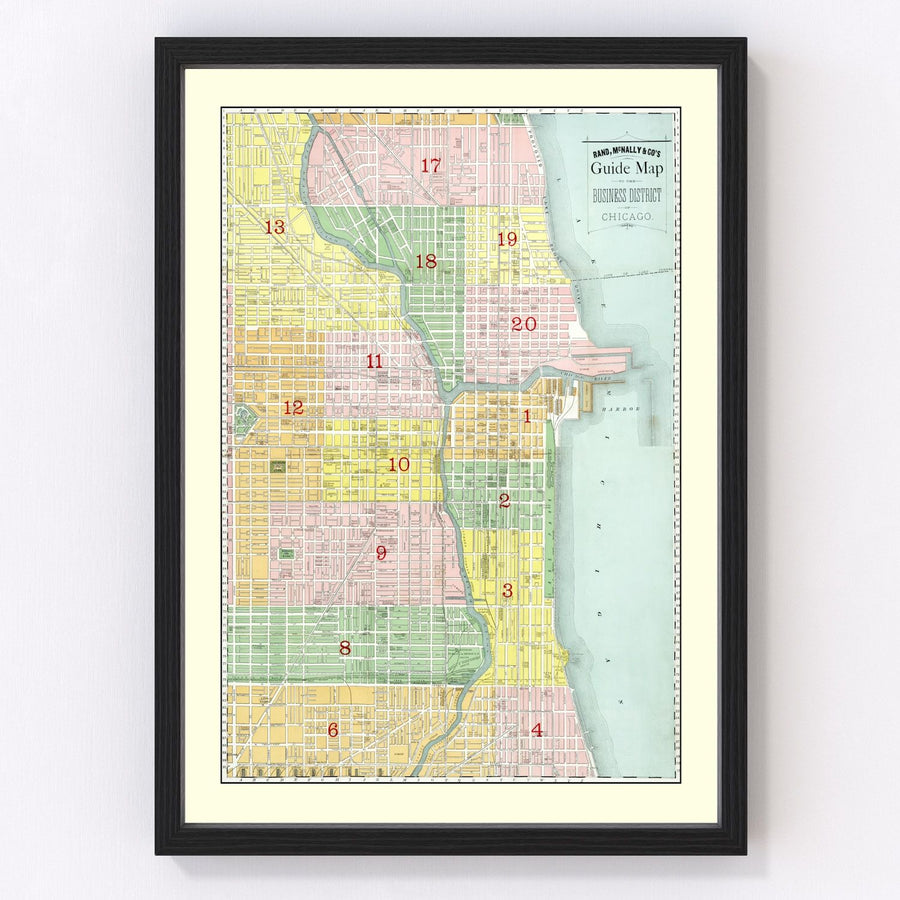 Chicago Vintage Map 1875