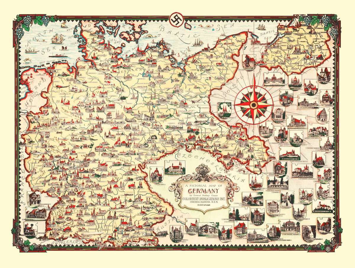 Preview of Vintage Pictorial Map of Germany 1935