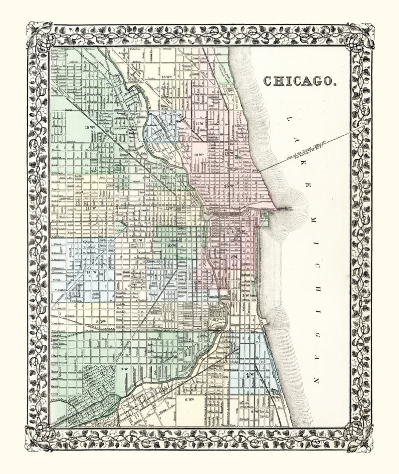 Size comparison using Vintage Map of Chicago, Illinois 1874