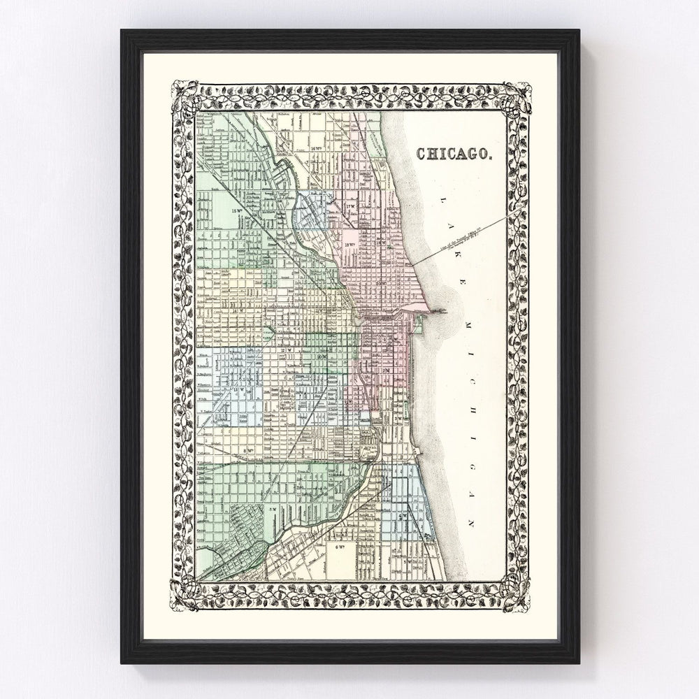 Chicago Vintage Map 1874