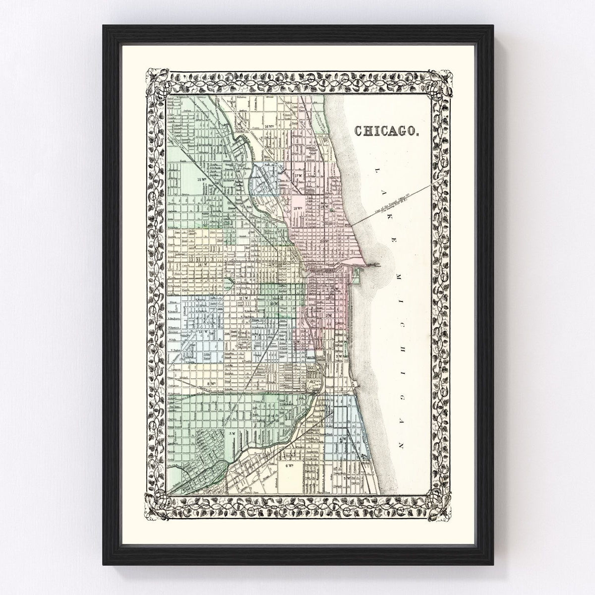 Chicago Vintage Map 1874