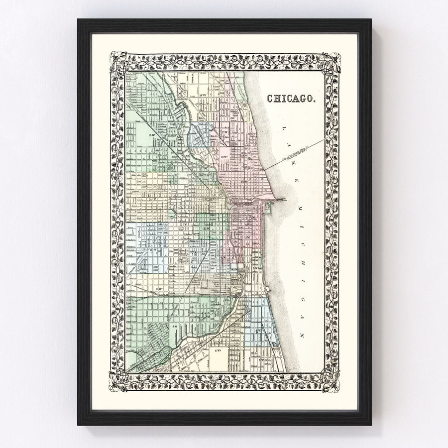 Chicago Vintage Map 1874