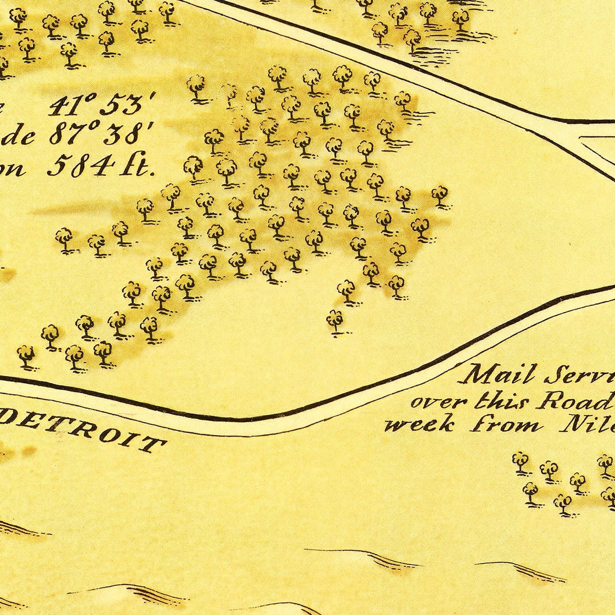 Restored historic details from the 1933 city map of Chicago, Illinois