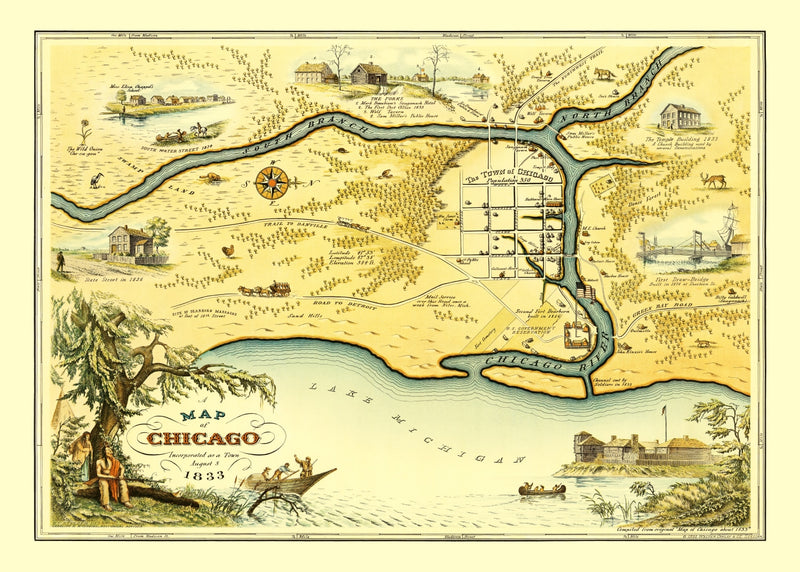 Size comparison using Vintage Map of Chicago, Illinois 1933