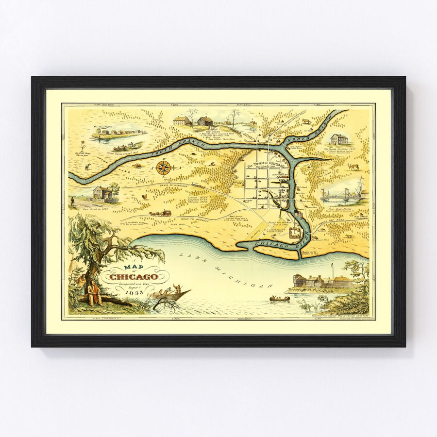 Chicago Vintage Map 1933