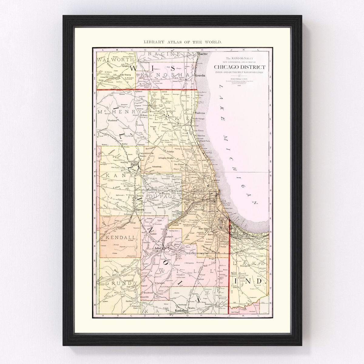 Chicago Vintage Map 1912