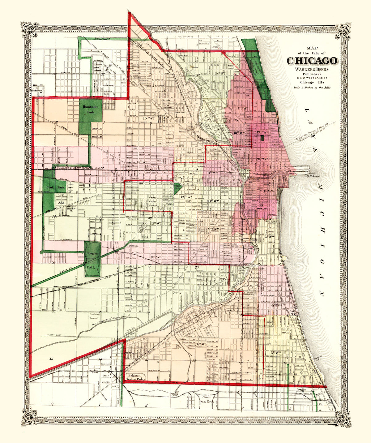 Preview of Vintage Map of Chicago, Illinois 1872