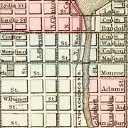 Vintage Map of Chicago, Illinois 1870