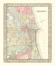 Vintage Map of Chicago, Illinois 1870