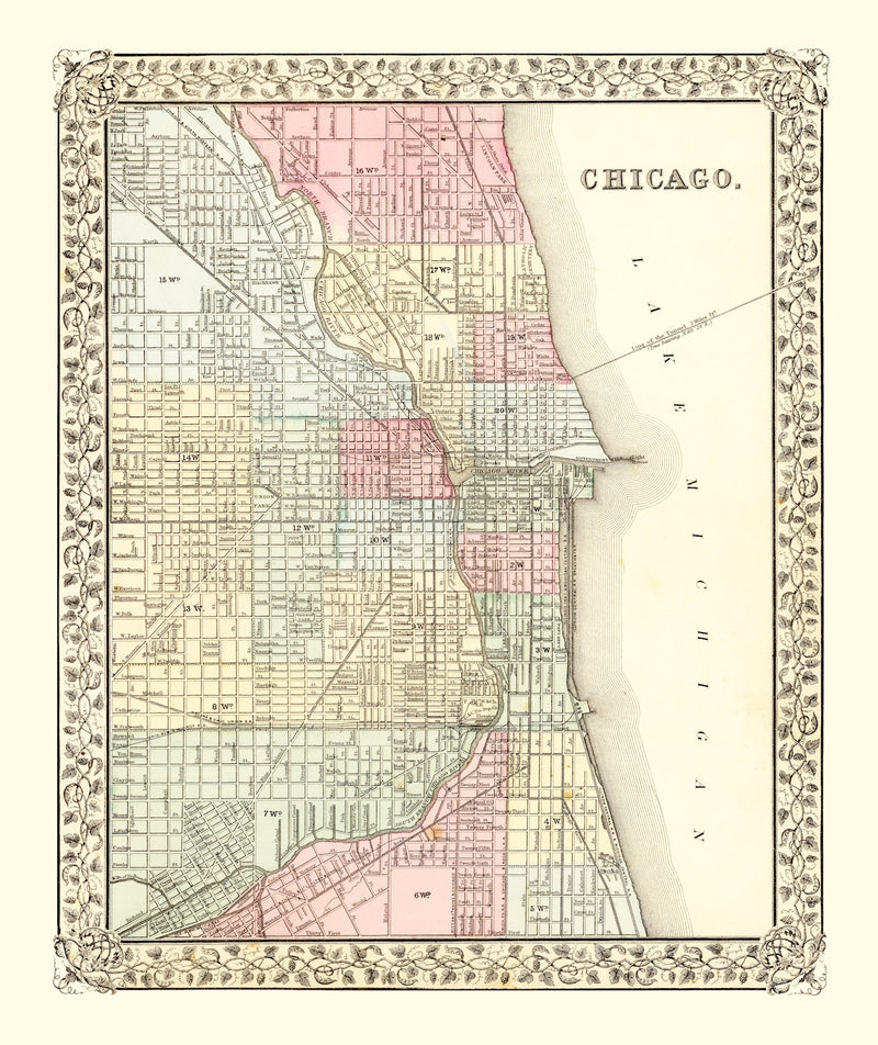 Size comparison using Vintage Map of Chicago, Illinois 1870