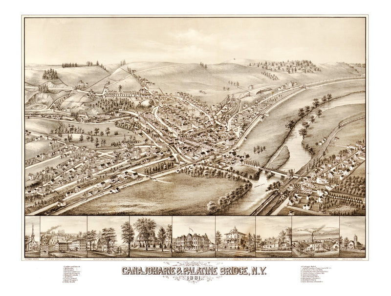 Size comparison using Vintage Map of Canajoharie & Palatine Bridge, New York 1881