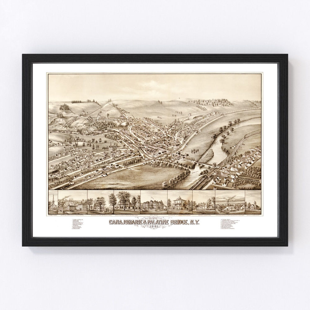 Canajoharie & Palatine Bridge Vintage Map 1881