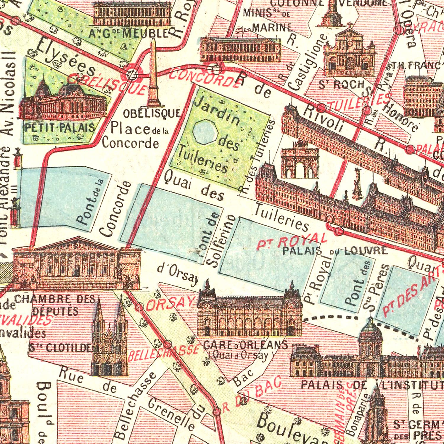 Restored historic details from the 1911 city map of Paris