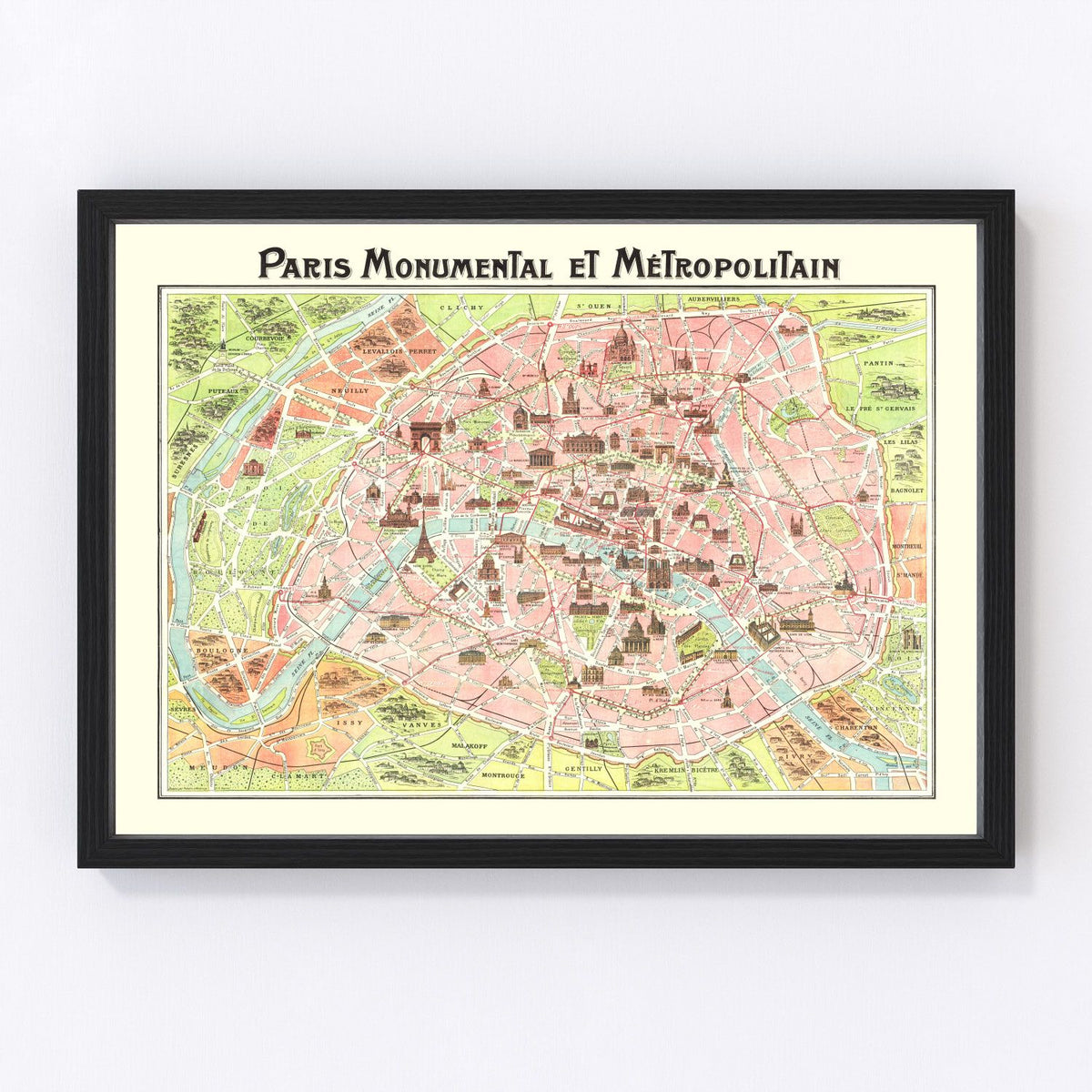 Paris Vintage Map 1911