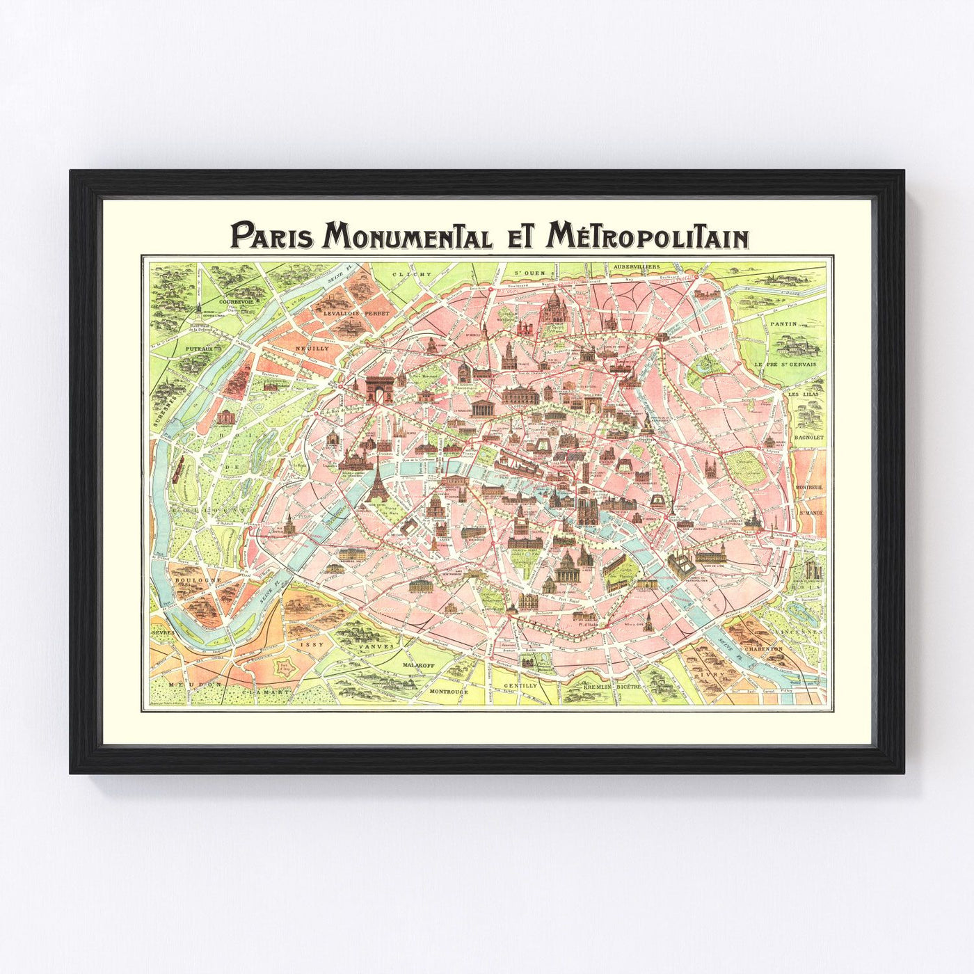 Paris Vintage Map 1911