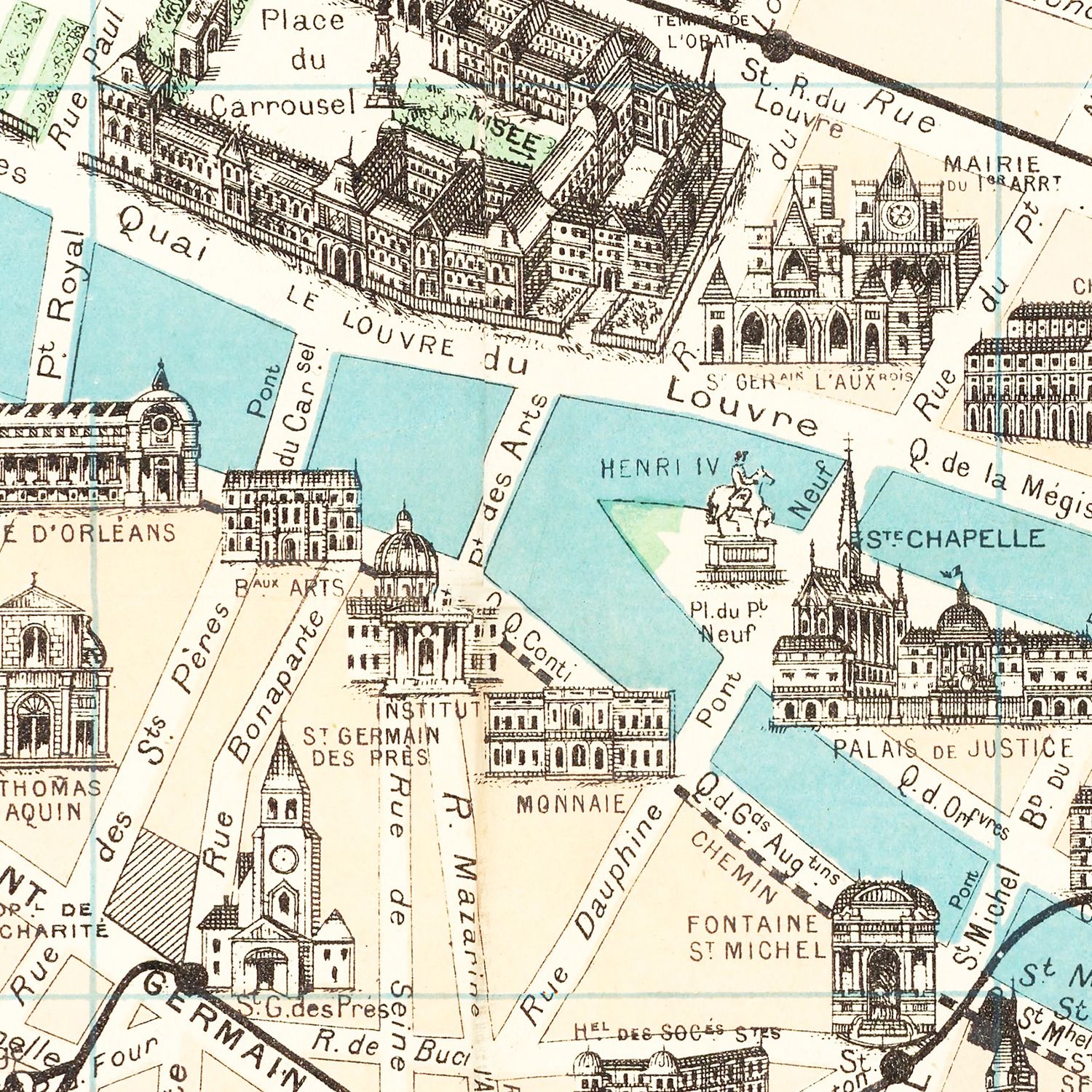 Restored historic details from the 1905 city map of Paris