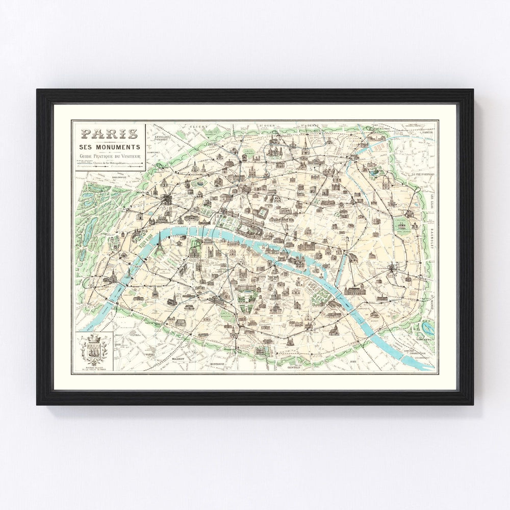 Paris Vintage Map 1905