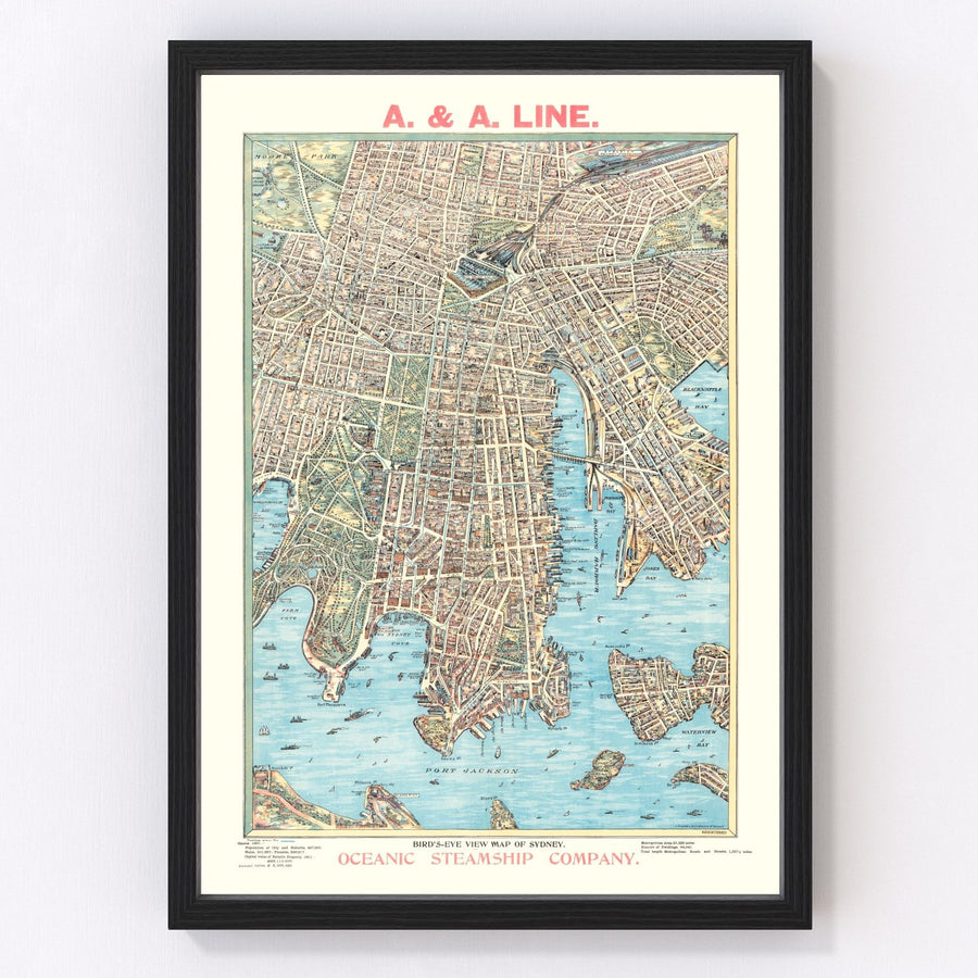 Vintage Map of Sydney, Australia 1902