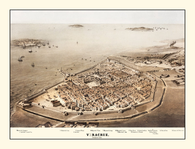 Size comparison using Vintage Map of Veracruz, Mexico 1862