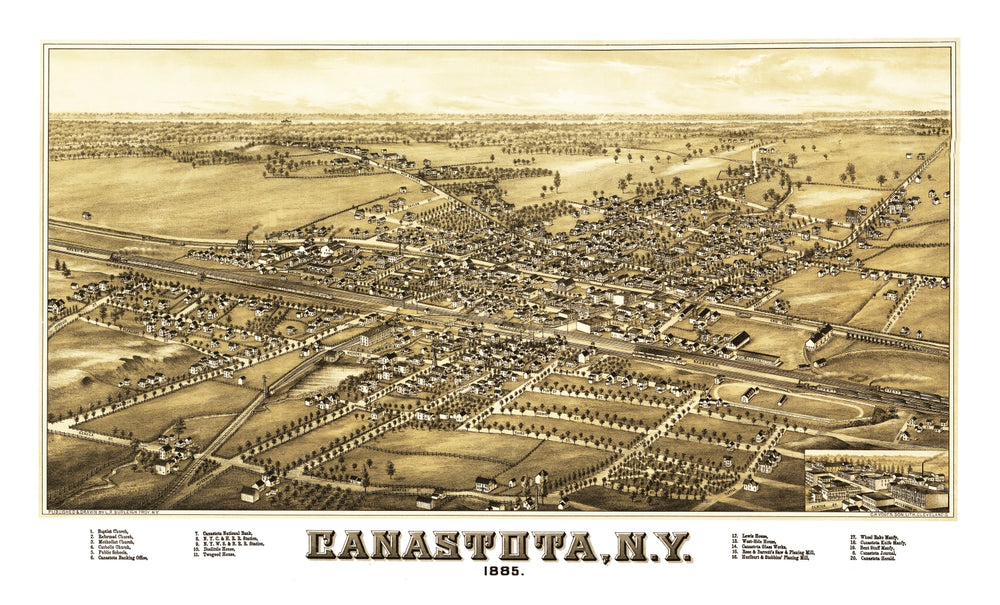 Vintage Map of Canastota, New York 1885 print style example