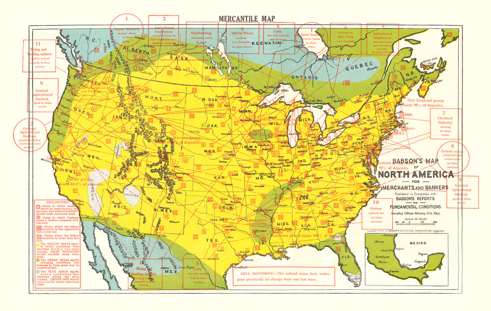 Vintage Map of United States 1916 print style example