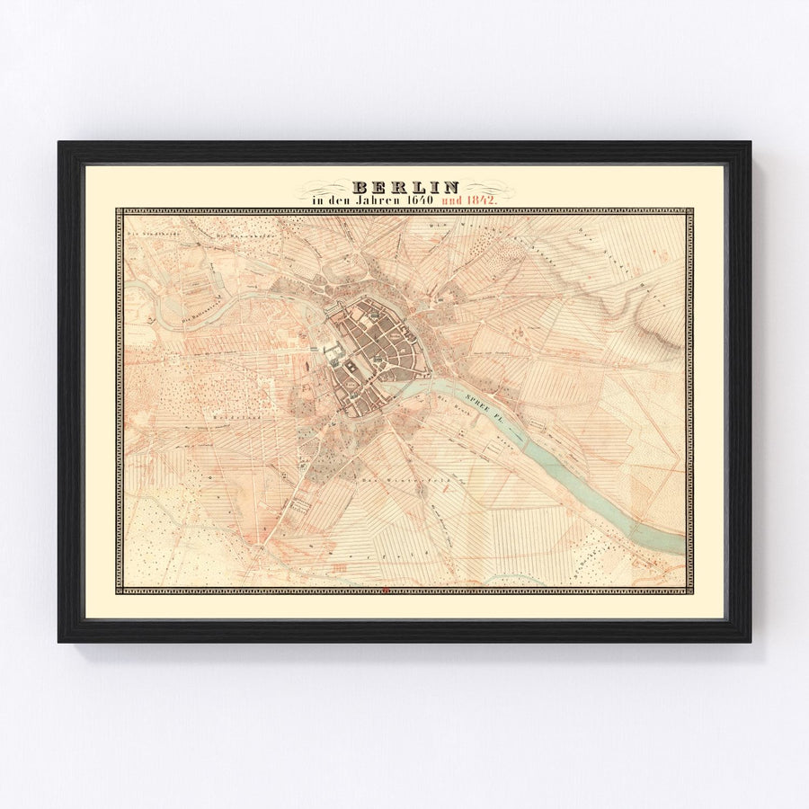 Vintage Map of Berlin, Germany 1843