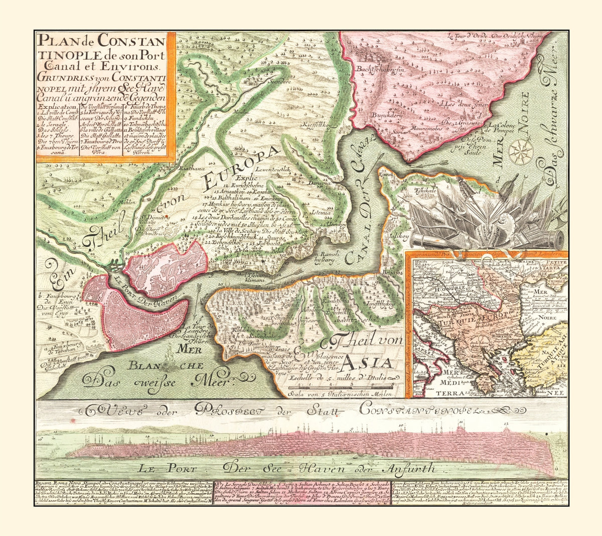 Preview of Vintage Map of Istanbul, Turkey 1740