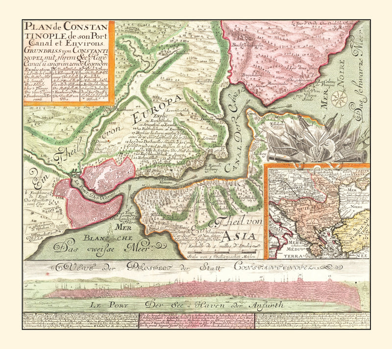 Size comparison using Vintage Map of Istanbul, Turkey 1740