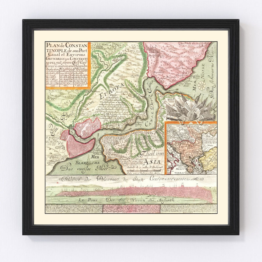 Vintage Map of Istanbul, Turkey 1740