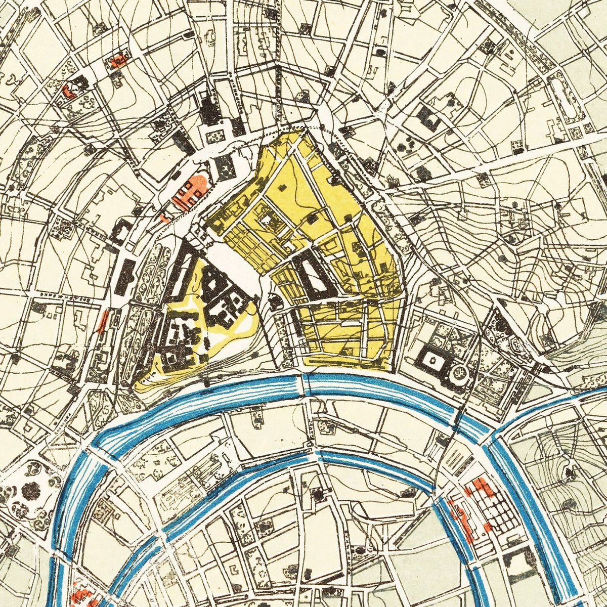 Restored historic details from the 1923 city map of Moscow