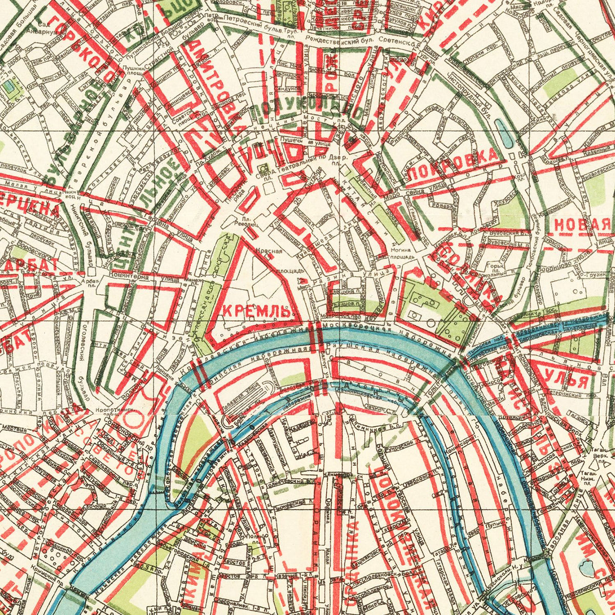 Restored historic details from the 1935 city map of Moscow