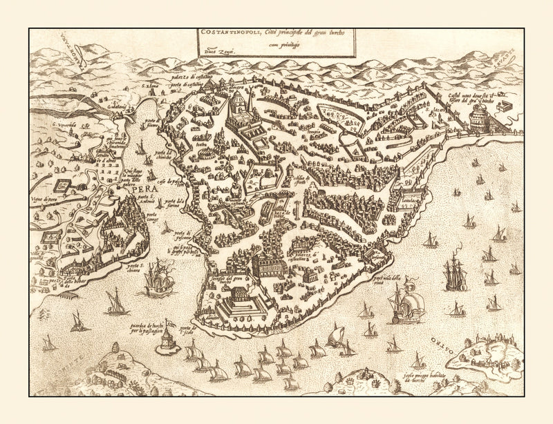 Size comparison using Vintage Map of Constantinople, Turkey 1572