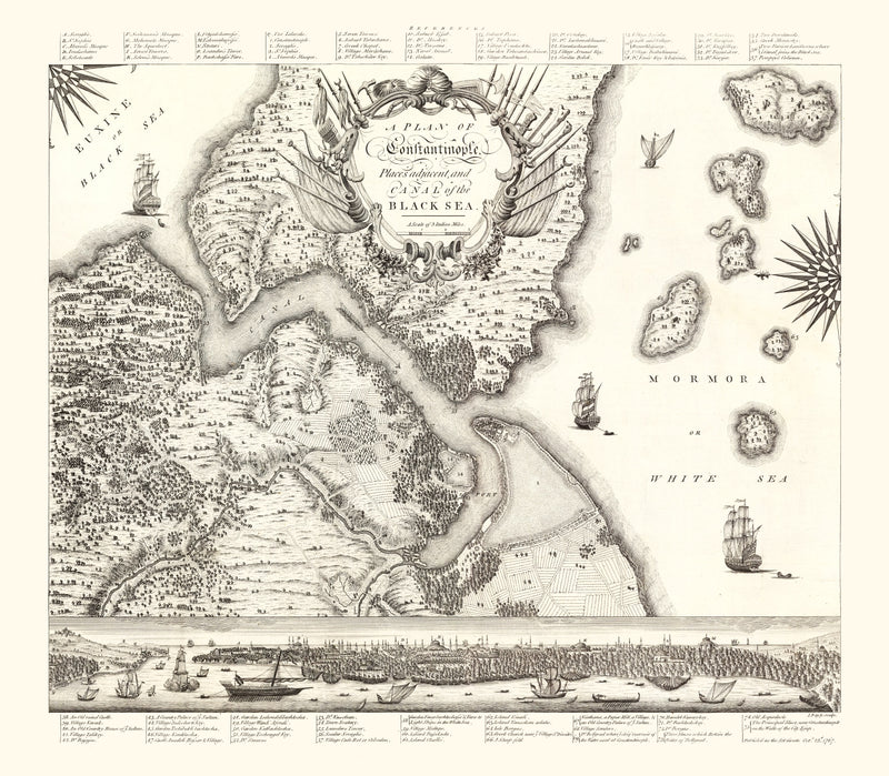 Size comparison using Vintage Map of Constantinople, Turkey 1767