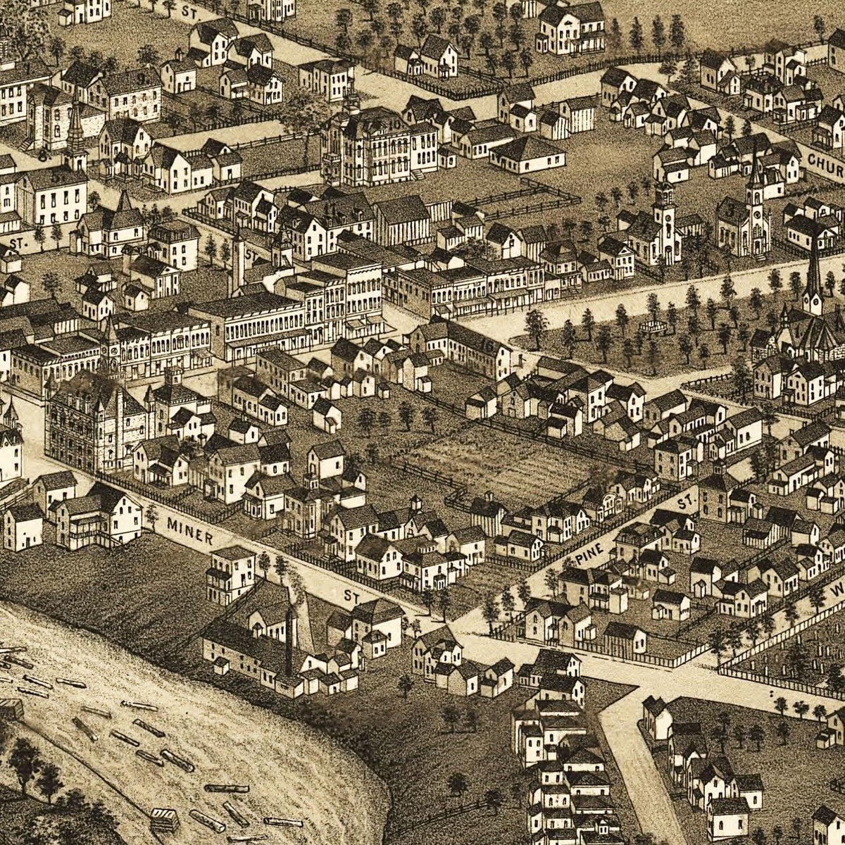 Restored historic details from the 1885 city map of Canton, New York