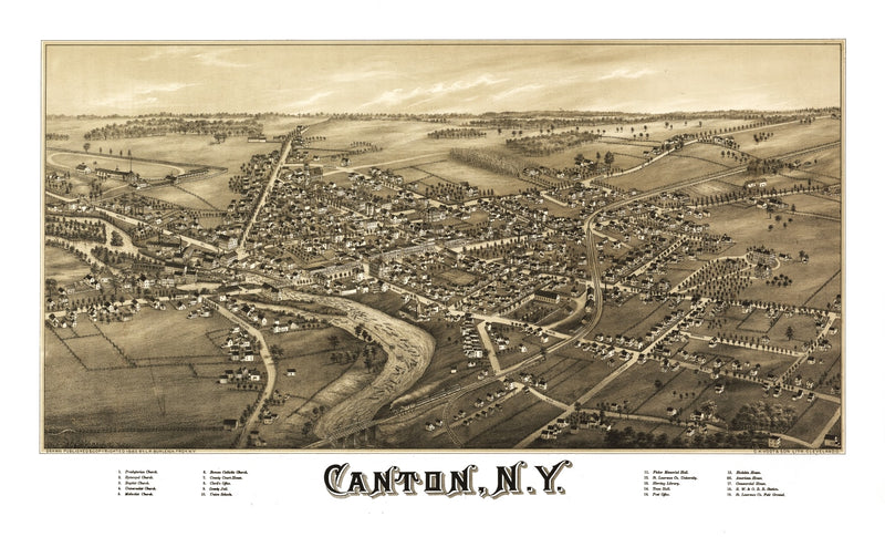 Size comparison using Vintage Map of Canton, New York 1885