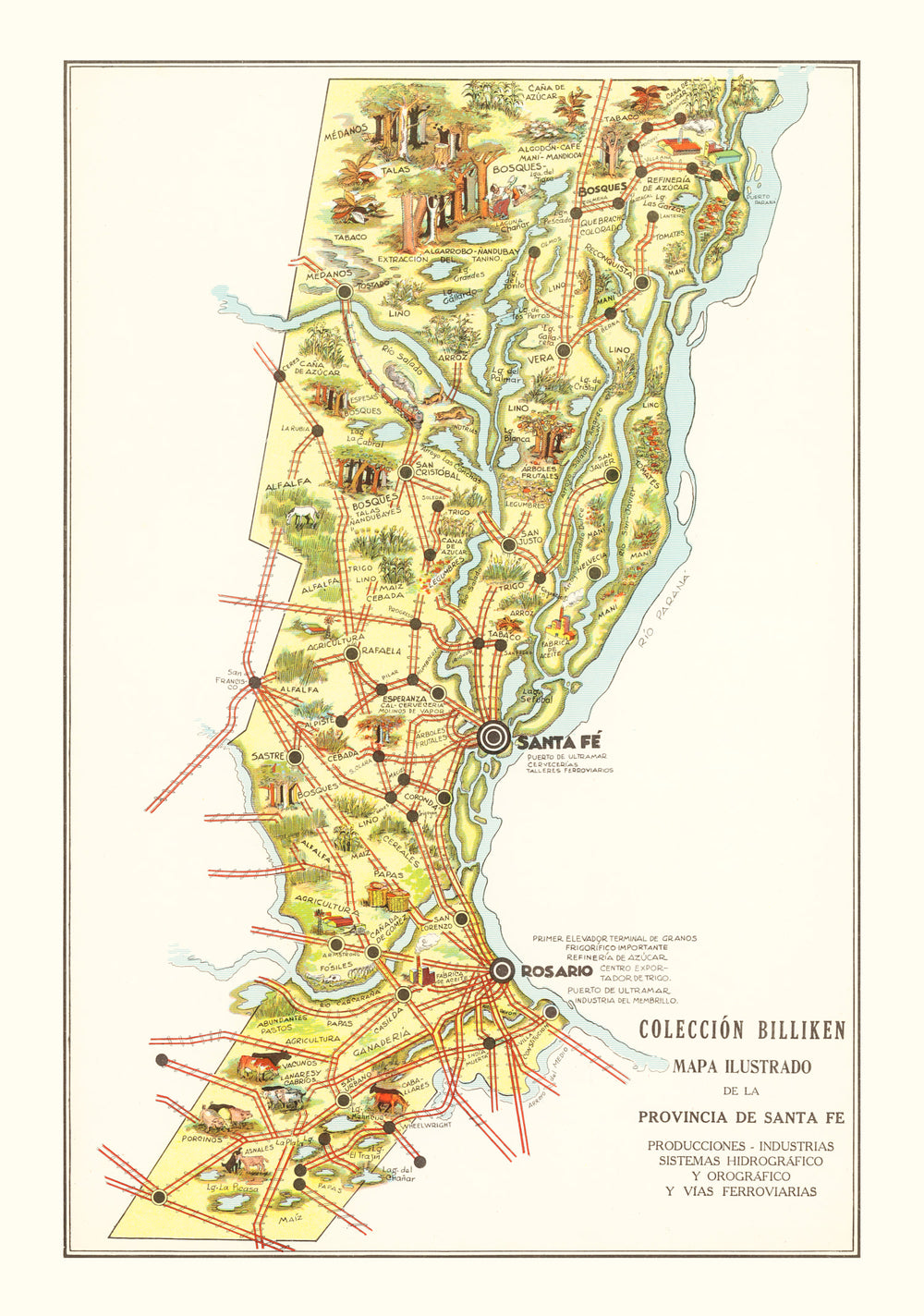 Vintage Map of Santa Fe, 1933 print style example