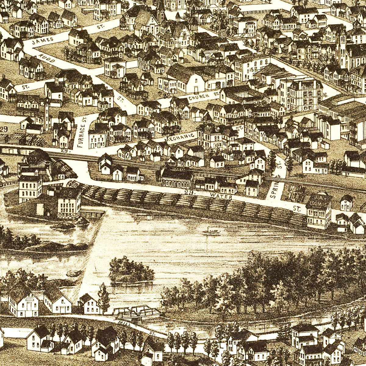 Restored historic details from the 1888 city map of Carthage, New York