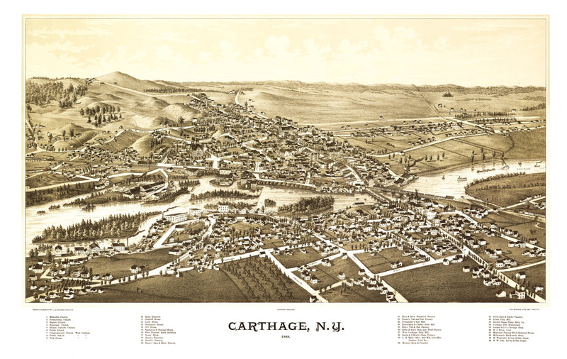 Size comparison using Vintage Map of Carthage, New York 1888