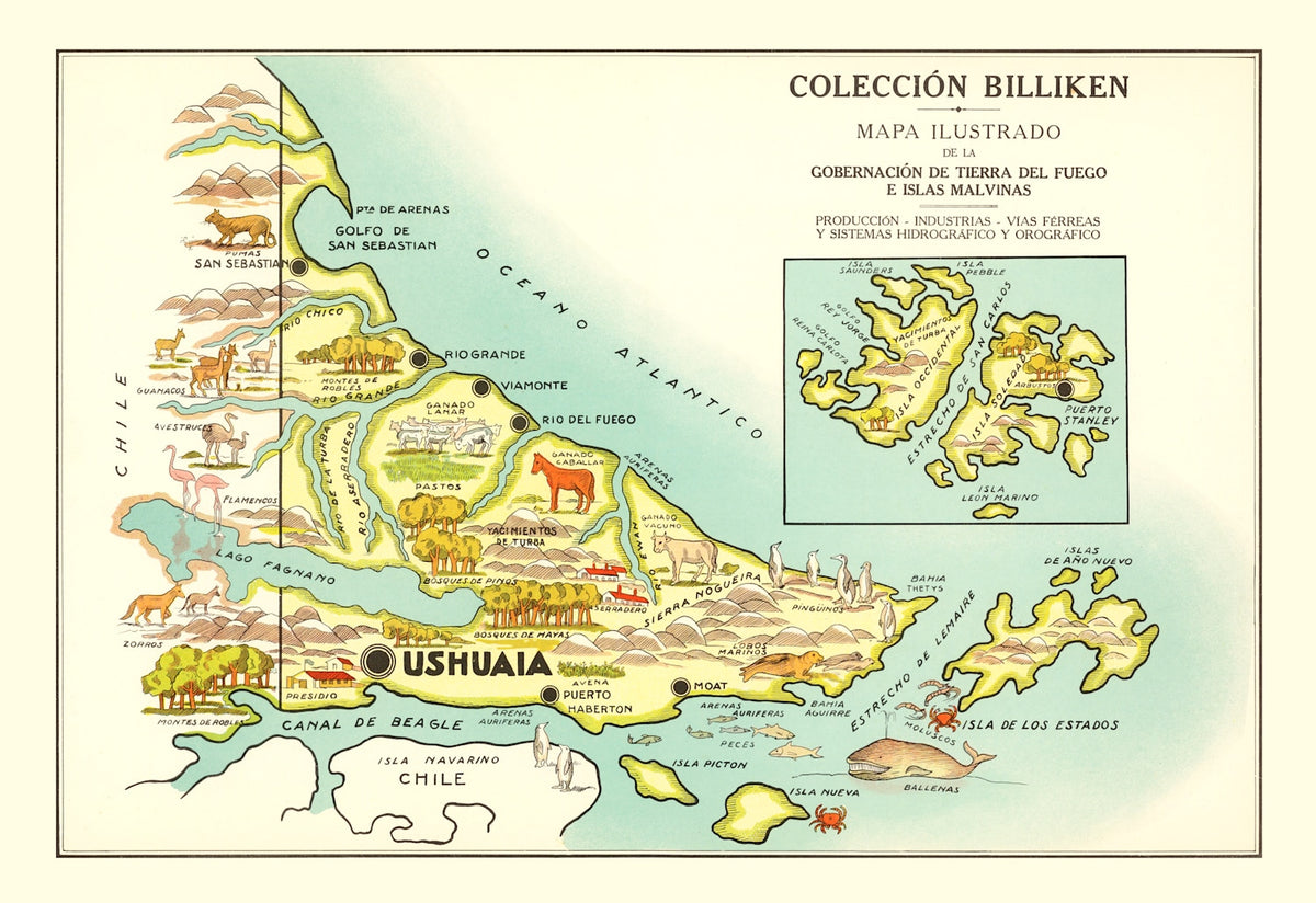 Preview of Vintage Map of Tierra del Fuego, 1933