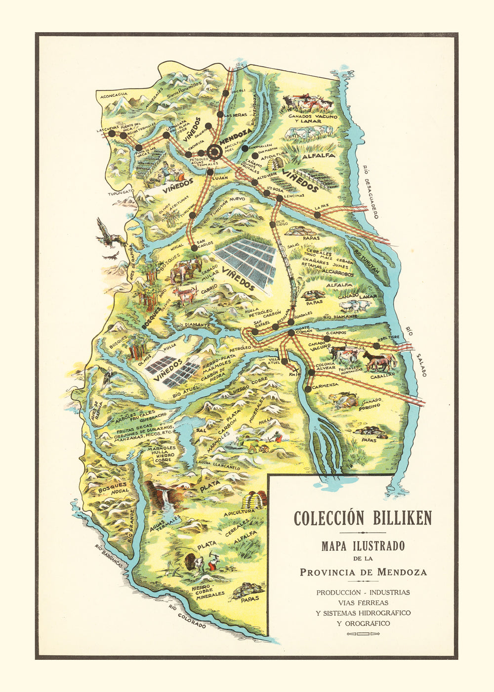 Vintage Map of Mendoza, 1933 print style example
