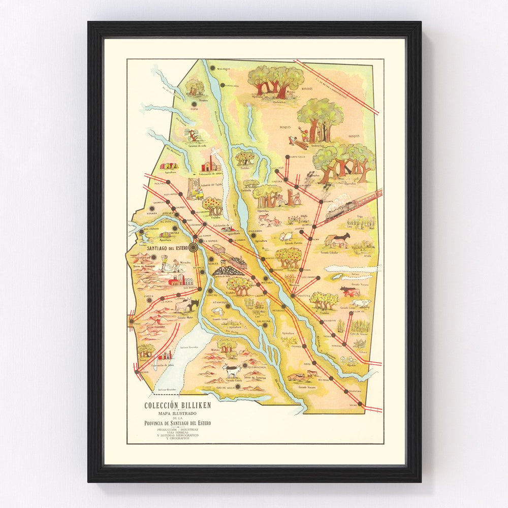 Santiago del Estero Vintage Map 1933