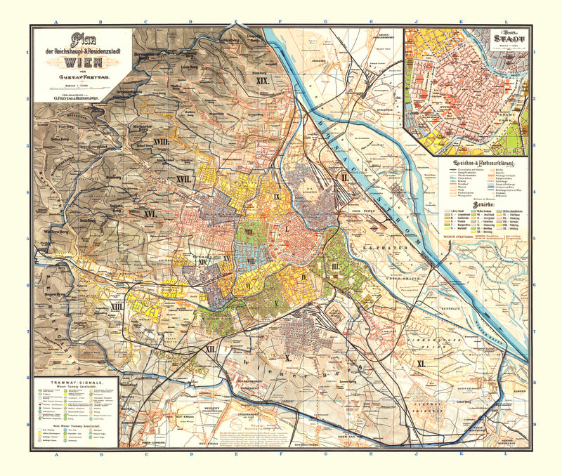 Size comparison using Vintage Map of Vienna, Austria 1895