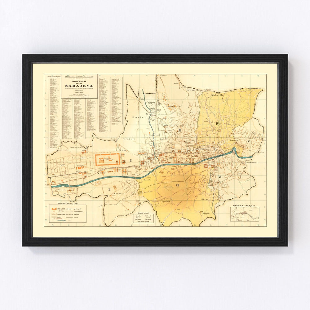 Sarajevo Vintage Map 1932