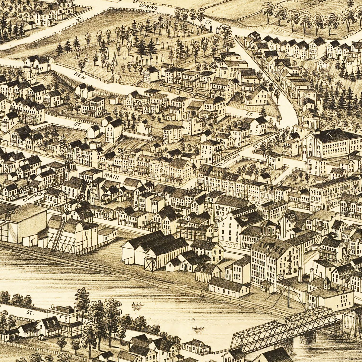 Restored historic details from the 1889 city map of Catskill, New York