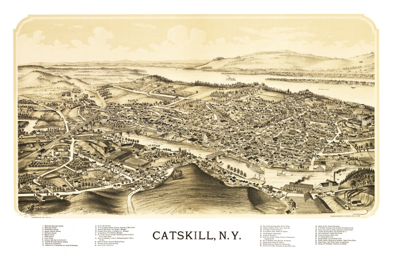 Size comparison using Vintage Map of Catskill, New York 1889