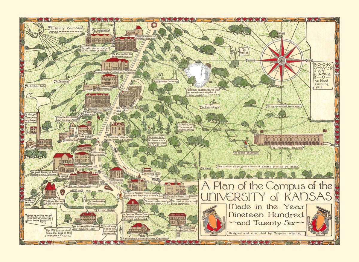 Preview of Vintage Map of the University of Kansas 1926