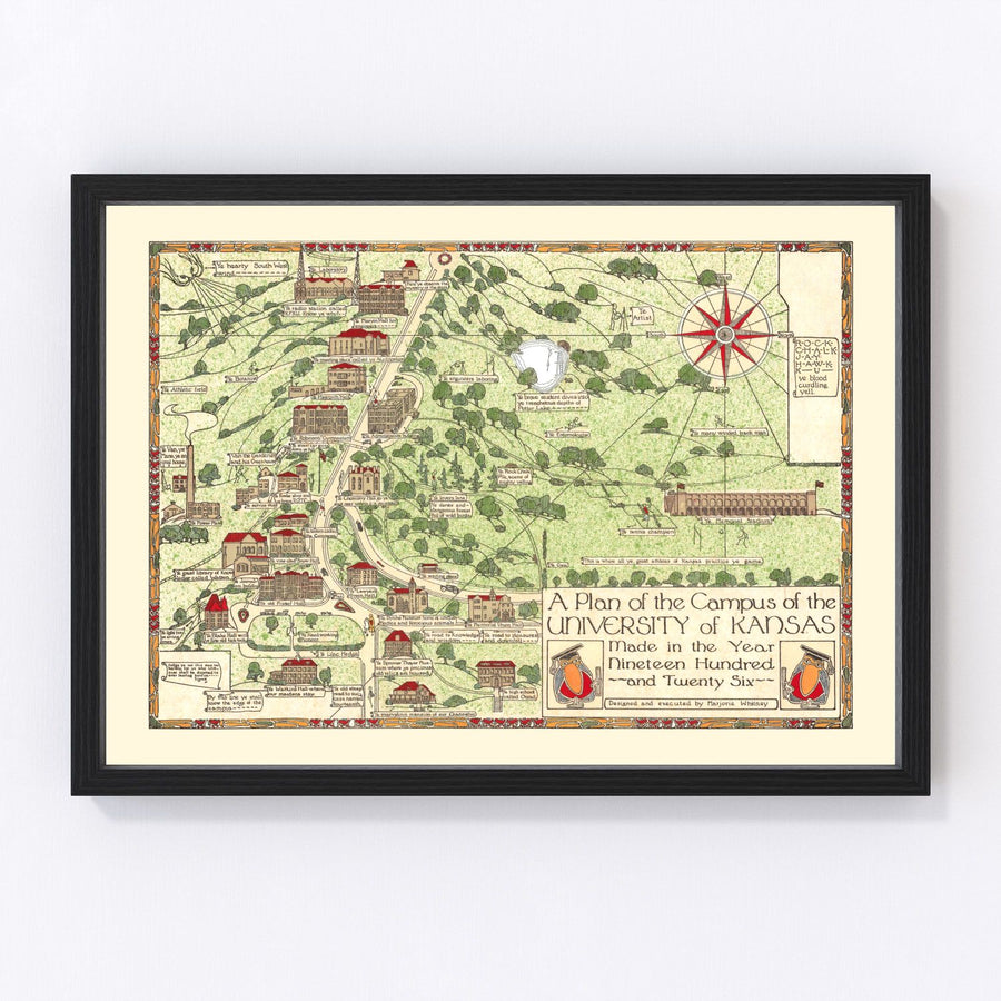 Lawrence, KS Vintage Map 1926