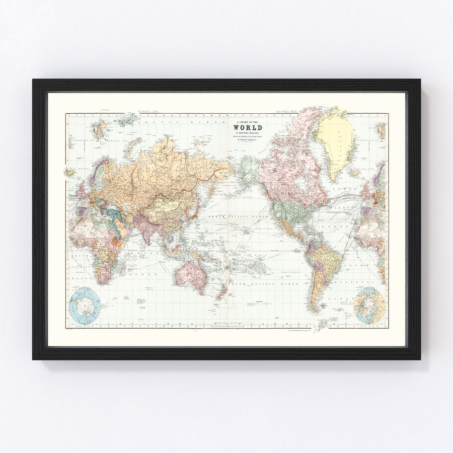 Vintage World Map 1904
