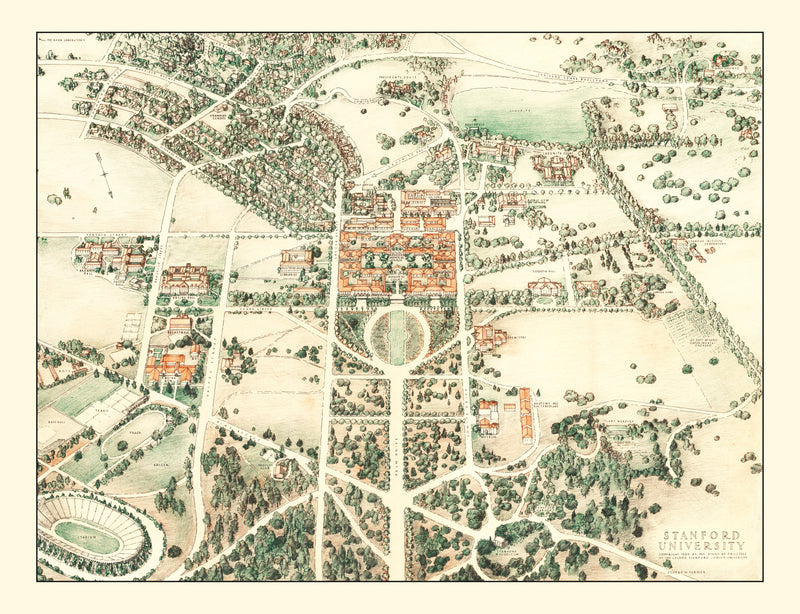 Size comparison using Vintage Map of Stanford University 1934