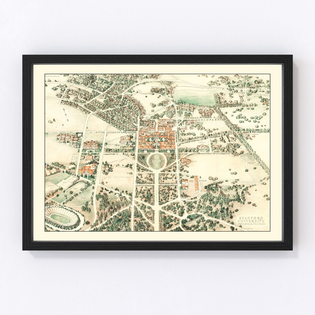 Stanford University Vintage Map 1934